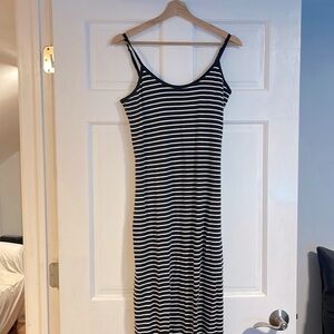 Gap navy stripe midi bodycon dress small tall